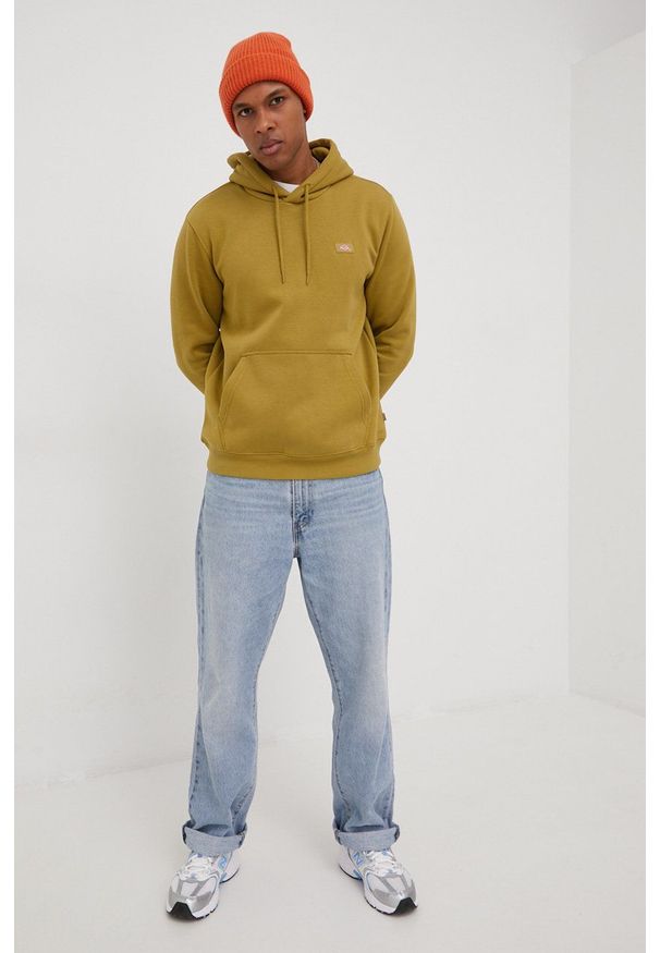 Dickies bluza męska kolor zielony z kapturem gładka. Typ kołnierza: kaptur. Kolor: zielony. Wzór: gładki
