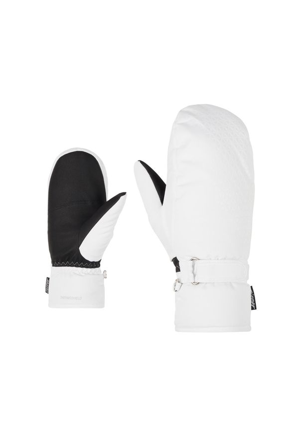 Ziener - Rękawice narciarskie damskie ZIENER Kisar Aquashield Mitten. Kolor: biały. Sezon: zima. Sport: narciarstwo