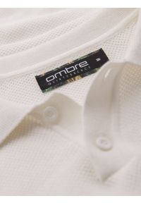 Ombre Clothing - Bawełniana koszulka męska polo ze strukturalnej dzianiny – złamana biel V4 - Rozmiar: XXL. Okazja: do pracy, na co dzień. Typ kołnierza: polo. Materiał: bawełna, dzianina. Długość: krótkie. Styl: casual, elegancki #9