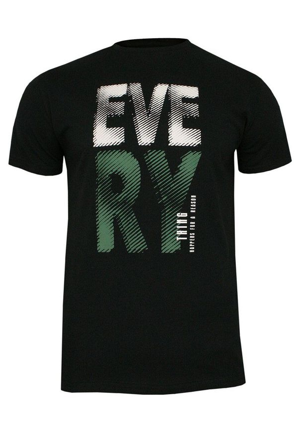 Czarny T-shirt Męski, Krótki Rękaw -Just Yuppi- Koszulka, z Nadrukiem, w Napisy, EVERY. Okazja: na co dzień. Kolor: czarny. Materiał: bawełna. Długość rękawa: krótki rękaw. Długość: krótkie. Wzór: nadruk. Styl: casual
