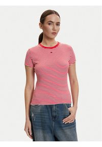 Tommy Jeans T-Shirt DW0DW17383 Czerwony Slim Fit. Kolor: czerwony. Materiał: bawełna #1