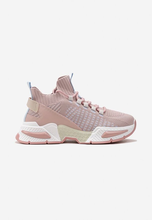 Renee - Różowe Sneakersy Sportowe na Grubej Podeszwie ze Skarpetkową Cholewką Xille. Okazja: na spacer. Kolor: różowy. Szerokość cholewki: normalna. Sport: turystyka piesza, fitness