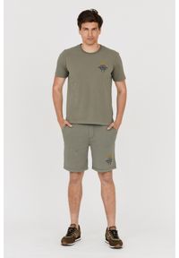 Aeronautica Militare - AERONAUTICA MILITARE Zielony t-shirt męski. Kolor: zielony. Wzór: haft #2