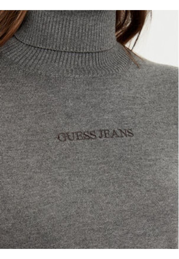 Guess Jeans Golf W4BR15 Z3HO2 Szary Regular Fit. Typ kołnierza: golf. Kolor: szary. Materiał: syntetyk