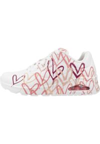 skechers - Tenisówki Skechers Model Uno-spread The Love Kolor Biały. Zapięcie: sznurówki. Kolor: biały, wielokolorowy. Materiał: materiał, syntetyk. Szerokość cholewki: normalna. Sport: turystyka piesza