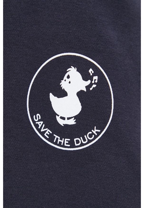 Save The Duck Bluza kolor granatowy z nadrukiem. Okazja: na co dzień. Kolor: niebieski. Materiał: dzianina. Wzór: nadruk. Styl: casual