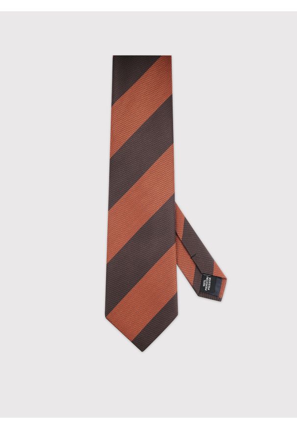 Pako Lorente - PAKO LORENTE – Brązowy krawat w pasy. Kolor: brązowy. Materiał: poliester