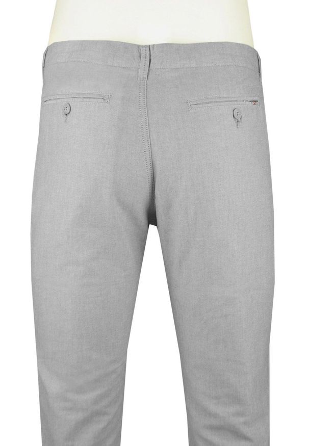 Wiosenno-Letnie, Bawełniane Spodnie (Chinos) - Pako Jeans - Popielate. Kolor: szary. Materiał: bawełna. Sezon: lato, wiosna