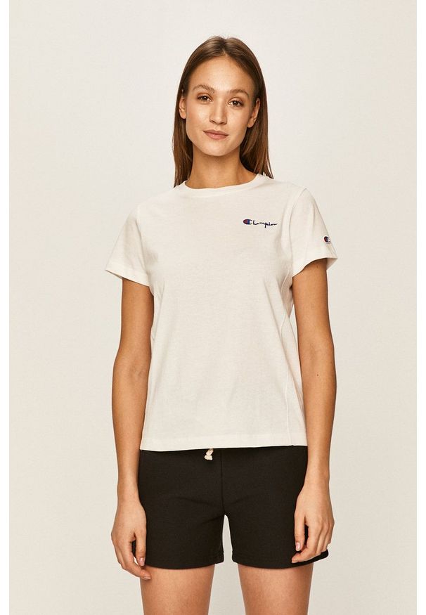 Champion - T-shirt 112195. Okazja: na co dzień. Kolor: biały. Materiał: dzianina. Styl: casual