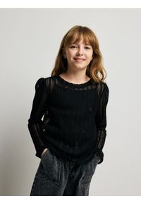 Reserved - Dzianinowa bluzka z topem - czarny. Kolor: czarny. Materiał: dzianina #1