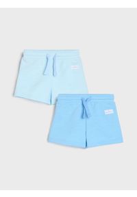 Sinsay - Szorty basic z ozdobną naszywką 2 pack - niebieski. Kolor: niebieski. Wzór: aplikacja