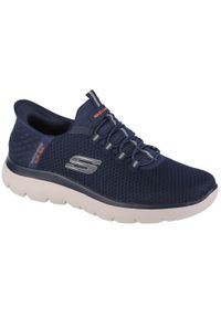 skechers - Buty do chodzenia męskie Skechers Summits High Range. Zapięcie: bez zapięcia. Kolor: niebieski. Materiał: materiał, syntetyk. Szerokość cholewki: normalna. Sport: turystyka piesza