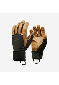 FORCLAZ - Rękawiczki trekkingowe dla dorosłych skórzane wodoodporne Forclaz MT900. Kolor: brązowy, wielokolorowy, czarny, szary. Materiał: skóra