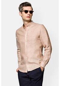 Lancerto - Koszula Lniana Beżowa Marsylia. Kolor: beżowy. Materiał: len #1
