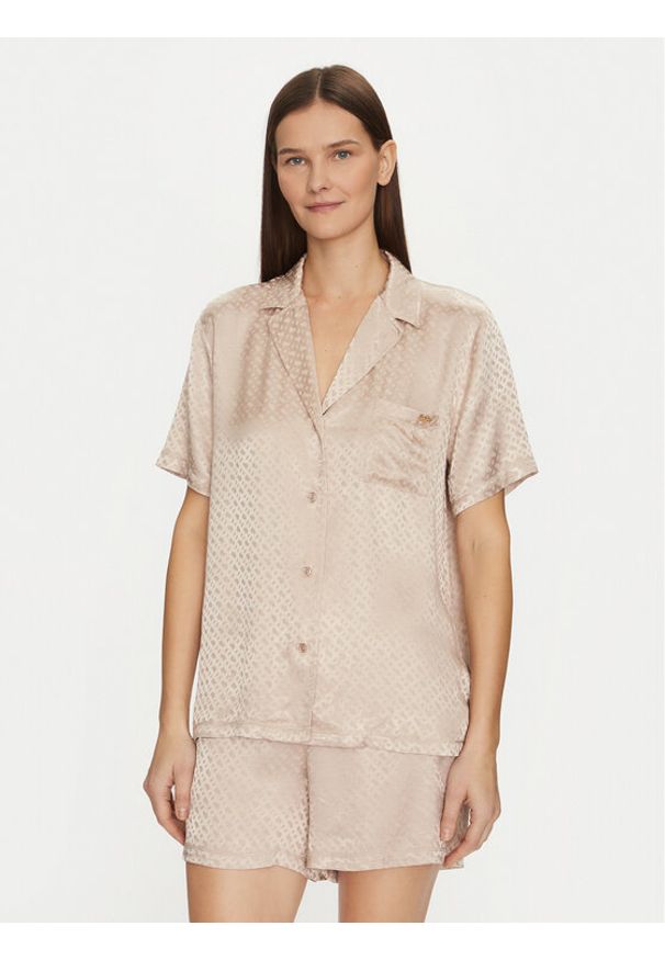 BOSS Piżama 50535750 Beżowy Regular Fit. Kolor: beżowy. Materiał: satyna, wiskoza