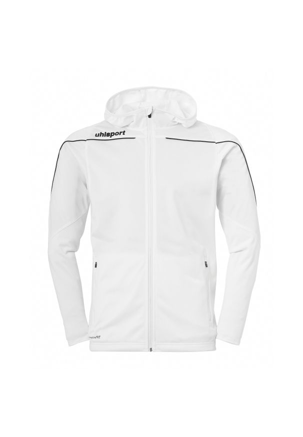 UHLSPORT - Kurtka dziecięca z kapturem Uhlsport Stream 22. Typ kołnierza: kaptur. Kolor: czarny, wielokolorowy, biały. Materiał: dresówka. Sport: piłka nożna