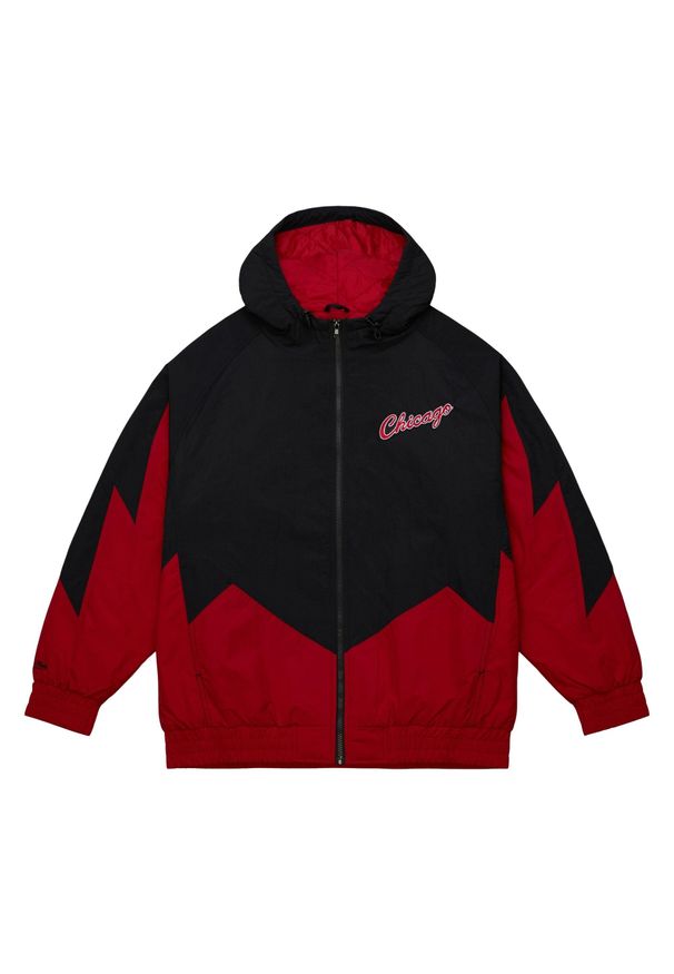 Mitchell & Ness - Wodoodporna kurtka z pełnym zamkiem błyskawicznym Chicago Bulls. Kolor: czerwony, czarny, wielokolorowy. Sport: koszykówka