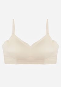 Born2be - Jasnobeżowy Bezszwowy Biustonosz Bez Fiszbin z Elastycznego Materiału Edalith. Kolor: beżowy. Materiał: materiał #7