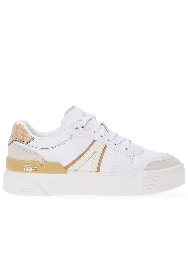 Buty Lacoste L002 EVO 224 1 SFA 748SFA0028-2J8 - białe. Kolor: biały. Materiał: guma, poliester, syntetyk, zamsz, skóra, tkanina. Szerokość cholewki: normalna