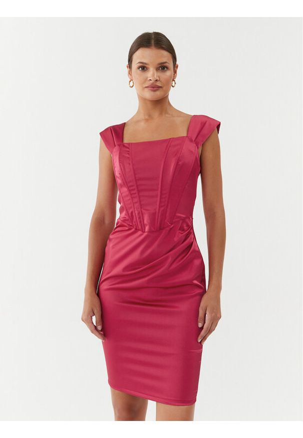 Rinascimento Sukienka koktajlowa CFC0115251003 Różowy Slim Fit. Kolor: różowy. Materiał: syntetyk. Styl: wizytowy