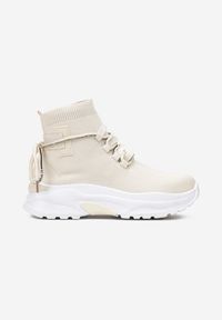 Born2be - Beżowe Sneakersy Kallissa. Wysokość cholewki: za kostkę. Zapięcie: bez zapięcia. Kolor: beżowy. Materiał: materiał. Szerokość cholewki: normalna #6