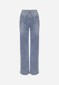 Born2be - Niebieskie Szerokie Jeansy z Bawełną Wiskozą i Wysokim Stanem Lirafine. Okazja: na co dzień. Stan: podwyższony. Kolor: niebieski. Styl: elegancki, casual #5