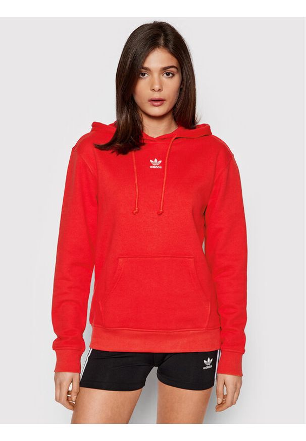 Adidas - adidas Bluza Hoodie HF7508 Czerwony Regular Fit. Kolor: czerwony. Materiał: bawełna