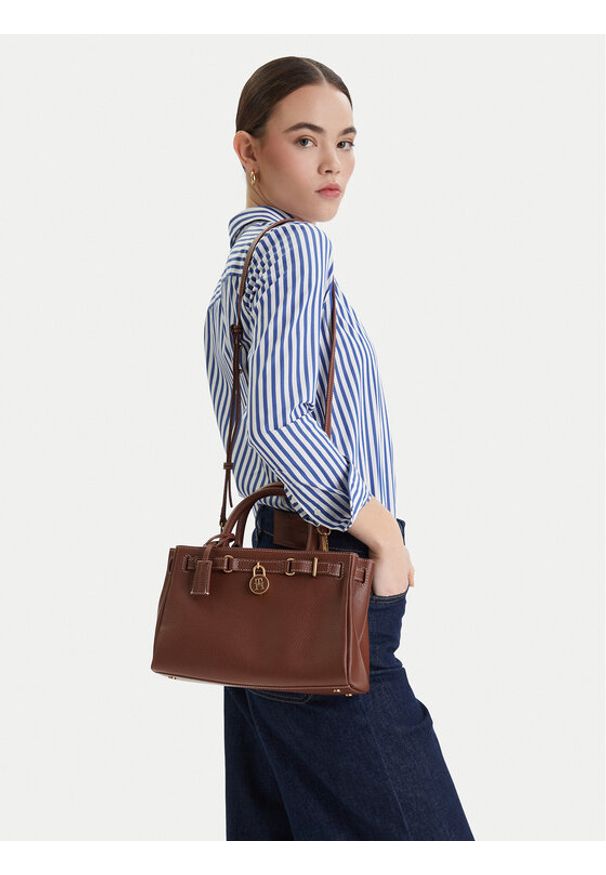 TOMMY HILFIGER - Tommy Hilfiger Torebka American Icon Mini Tote Leather AW0AW17926 Brązowy. Kolor: brązowy. Materiał: skórzane