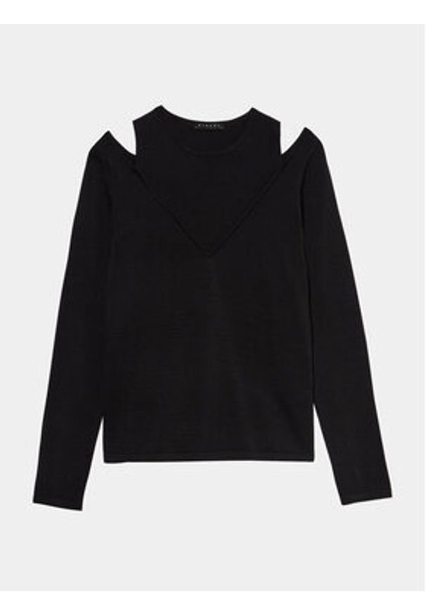 Sisley Sweter 1B7YM104G Czarny Slim Fit. Kolor: czarny. Materiał: syntetyk