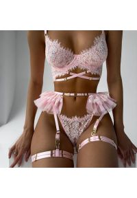 Intica - Koronkowy komplet z falbanką na romantyczne wieczory Trijnie. Kolor: czarny. Materiał: koronka. Wzór: koronka #4