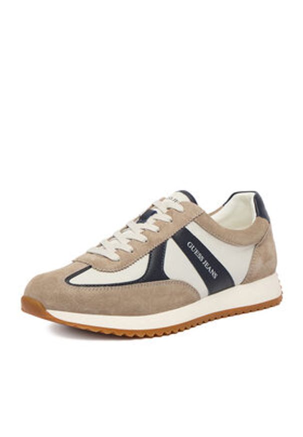 Guess Jeans Sneakersy EO-ORLANDO-01 126AM Beżowy. Kolor: beżowy. Materiał: materiał