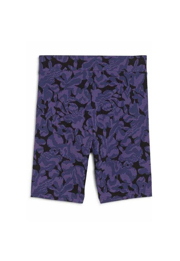 Puma - Damskie krótkie legginsy z wysokim stanem ESS NATURE 2.0 7" PUMA Blue Crystal. Stan: podwyższony. Kolor: niebieski. Długość: krótkie. Wzór: nadruk
