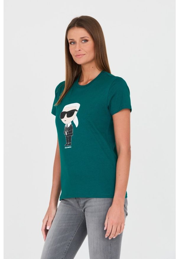 Karl Lagerfeld - KARL LAGERFELD Zielony damski t-shirt Karl, Rozmiar S. Kolor: zielony