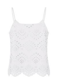 Pieces Top Vilde 17156563 Biały Regular Fit. Kolor: biały. Materiał: bawełna