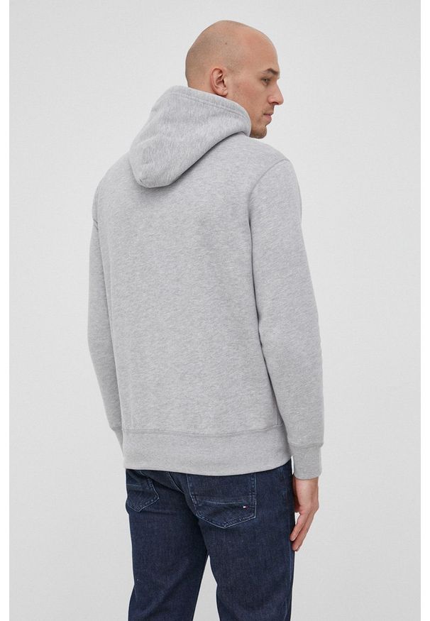 Polo Ralph Lauren Bluza męska kolor szary z kapturem z aplikacją. Okazja: na co dzień. Typ kołnierza: polo, kaptur. Kolor: szary. Materiał: dzianina. Wzór: aplikacja. Styl: casual