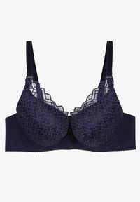 Renee - Granatowy Biustonosz Push Up z Koronką i Regulowanymi Ramiączkami Tiavara. Kolor: niebieski. Materiał: koronka. Rodzaj stanika: push-up. Wzór: koronka #3