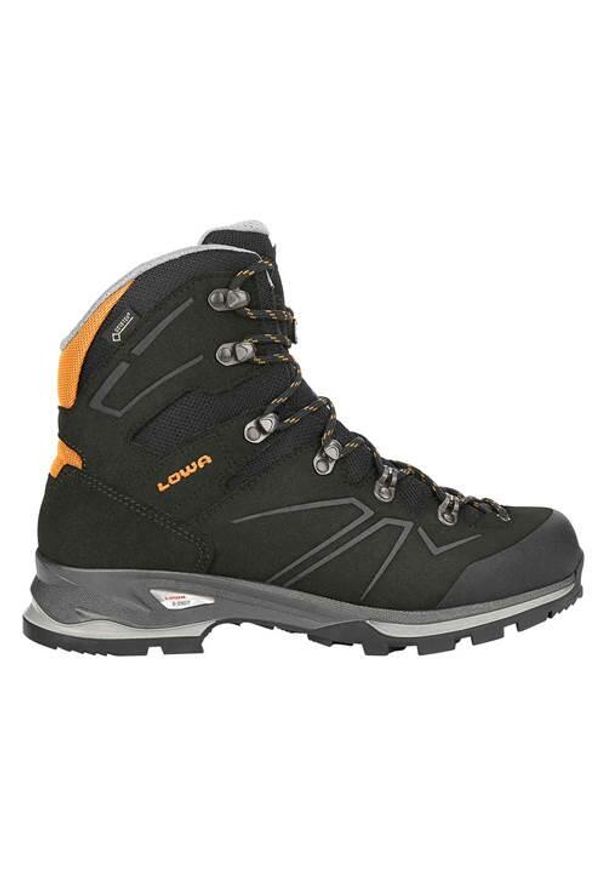 Buty trekkingowe męskie Lowa Baldo Gtx. Wysokość cholewki: za kostkę. Kolor: czarny, pomarańczowy, wielokolorowy. Materiał: zamsz, tkanina, materiał. Szerokość cholewki: normalna. Sport: turystyka piesza