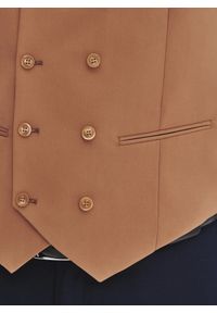 Pako Lorente - PAKO LORENTE - Ruda dwurzędowa kamizelka męska. Okazja: na co dzień. Kolor: brązowy. Materiał: poliester, wiskoza, elastan. Wzór: gładki. Styl: casual #5