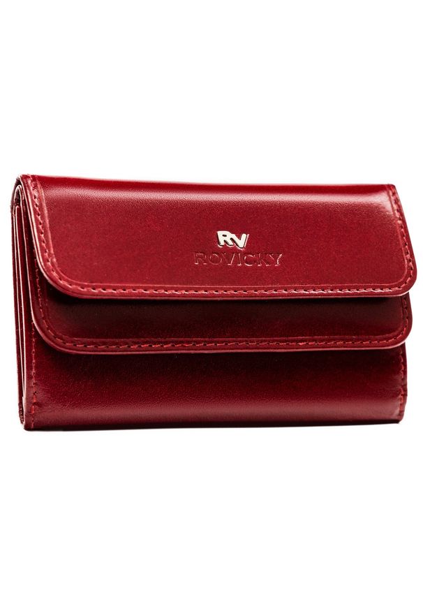 ROVICKY - Portfel skórzany Rovicky RV-27074-BCA czerwony. Kolor: czerwony. Materiał: skóra
