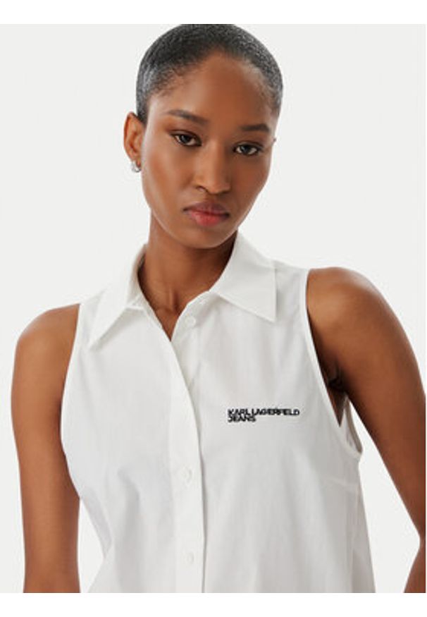 Karl Lagerfeld Jeans Kamizelka B2W11020 Biały Regular Fit. Kolor: biały. Materiał: bawełna