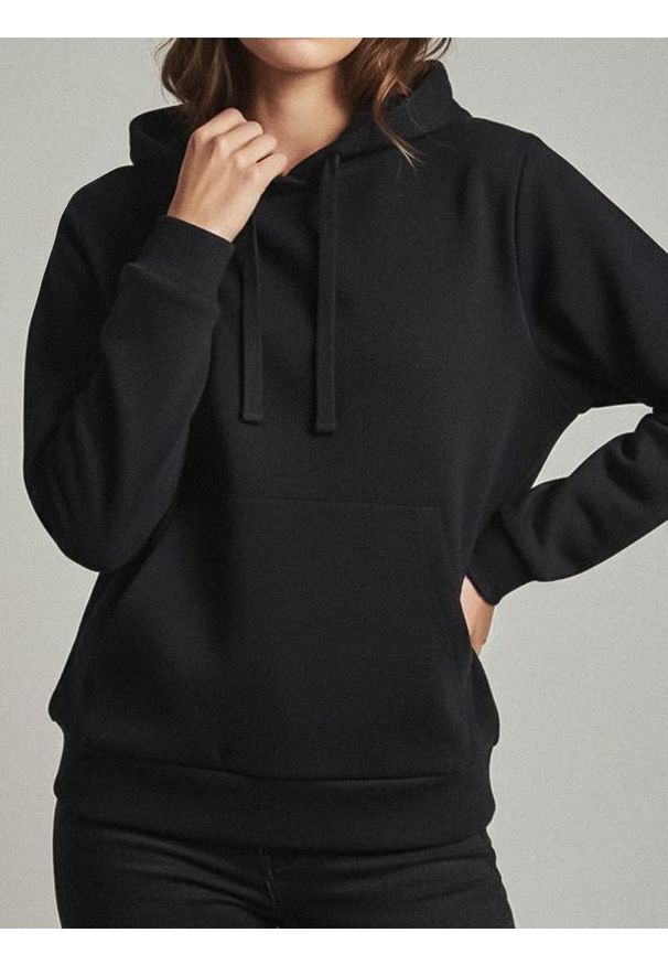 Sinsay - Bluza z kapturem - czarny. Typ kołnierza: kaptur. Kolor: czarny. Materiał: dresówka