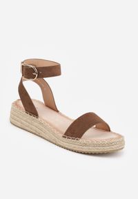 Born2be - Brązowe Sandały VICES na Grubej Podeszwie z Plecionki z Paskiem z Klamerką Jakelise. Okazja: na co dzień. Zapięcie: pasek. Kolor: brązowy. Materiał: len. Sezon: wiosna, lato. Styl: casual #8