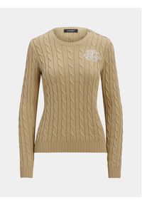 Lauren Ralph Lauren Sweter 200925325005 Beżowy Slim Fit. Kolor: beżowy. Materiał: bawełna #3