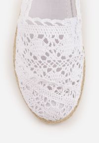 Born2be - Białe Ażurowe Espadryle na Podeszwie z Plecionki Satisfyinglys. Okazja: do pracy, na co dzień, na spotkanie biznesowe. Kolor: biały. Materiał: materiał, len. Szerokość cholewki: normalna. Wzór: ażurowy. Sezon: lato. Styl: boho, biznesowy, klasyczny, casual #8