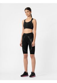 4f - Legginsy kolarki treningowe kompresyjne 4FPRO damskie. Stan: podwyższony. Kolor: szary. Materiał: materiał. Wzór: nadruk. Sport: fitness