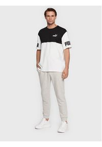 Puma T-Shirt Power Colorblock 849801 Biały Relaxed Fit. Kolor: biały. Materiał: bawełna