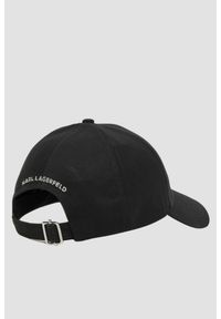 Karl Lagerfeld - KARL LAGERFELD Czapka z daszkiem damska z cyrkonami Ikon. Kolor: czarny. Materiał: materiał. Wzór: aplikacja. Styl: klasyczny, elegancki
