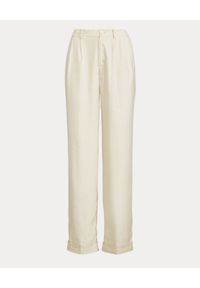 Lauren Ralph Lauren - LAUREN BY RALPH LAUREN - Lniane spodnie z zakładkami. Stan: podwyższony. Kolor: biały. Materiał: len #2