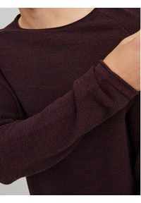 Jack & Jones - Jack&Jones Sweter 12157321 Bordowy Regular Fit. Kolor: czerwony. Materiał: bawełna #7