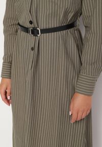 Born2be - Zielona Koszulowa Sukienka na Guziki z Paskiem i Imitacją Kieszeni Tintarra. Kolor: zielony. Typ sukienki: koszulowe. Styl: elegancki, sportowy, klasyczny #6